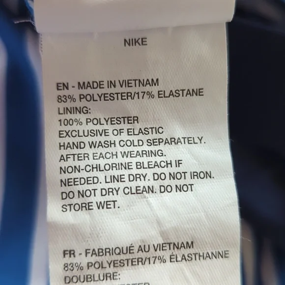 Nike Stripe V-Back Tankini Swimsuit Top MEDIUM Blue White Athletic - Picture 4 of 16